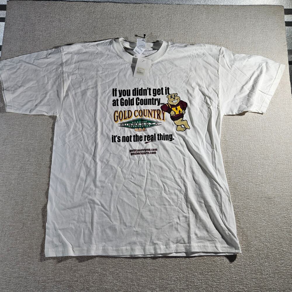 Vintage Y2K Minnesota Golden Gophers Shirt XL NWT Gold Country